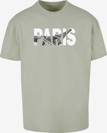 Merchcode Shirt 'Paris Eiffel Tower' in Groen: voorkant