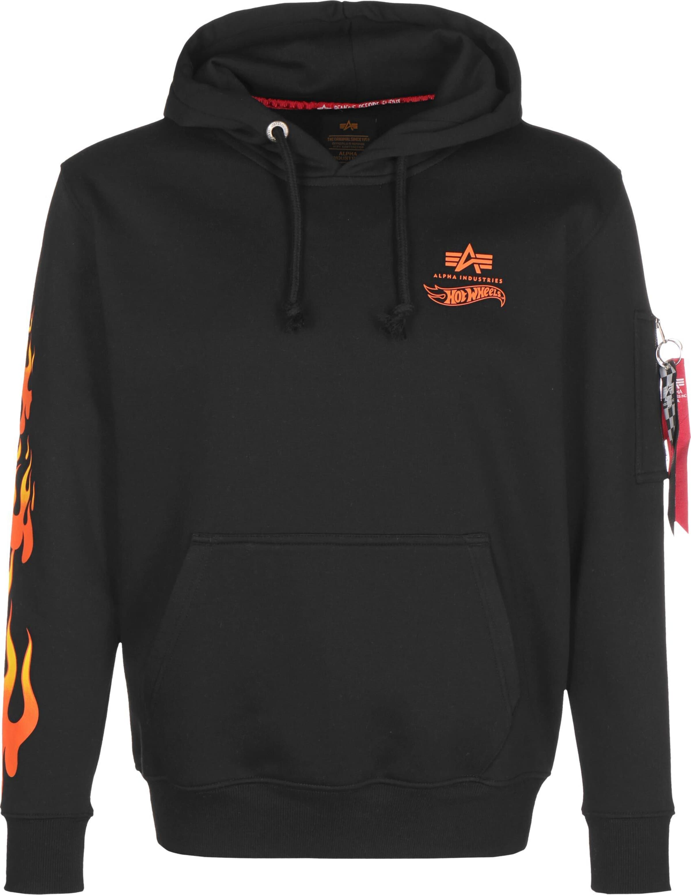 Sweat-shirt 'X Hot Wheels Flame' ALPHA INDUSTRIES en noir : devant