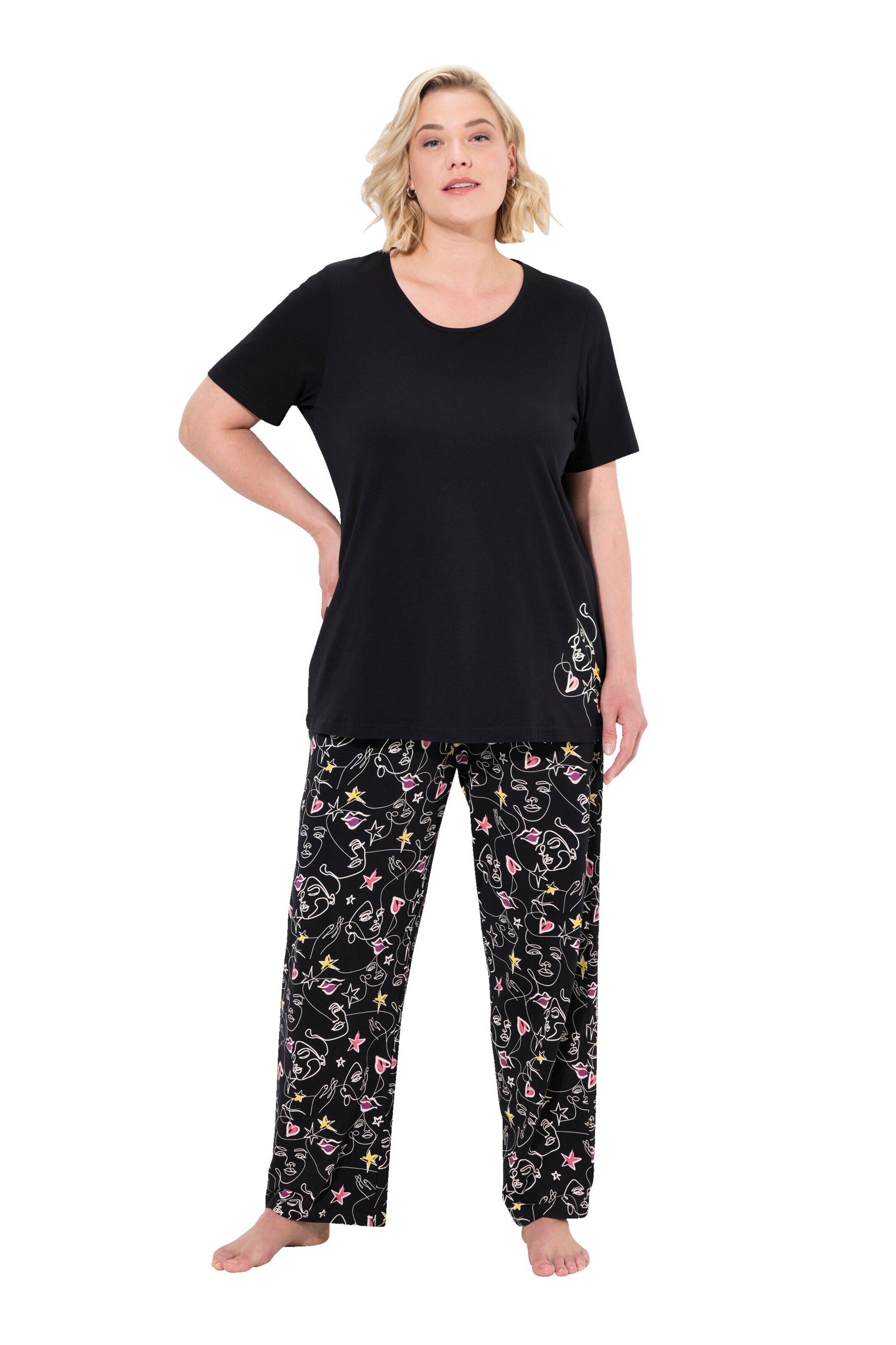 Ulla Popken Pajama in Black: front