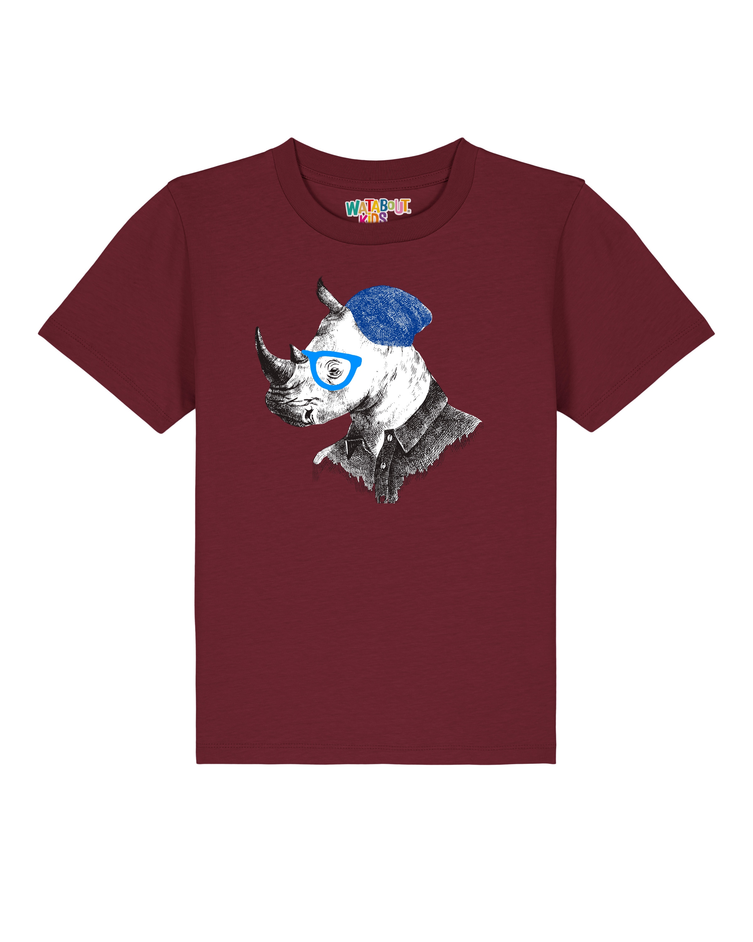 watabout.kids Shirt 'Nashorn' in Rood: voorkant