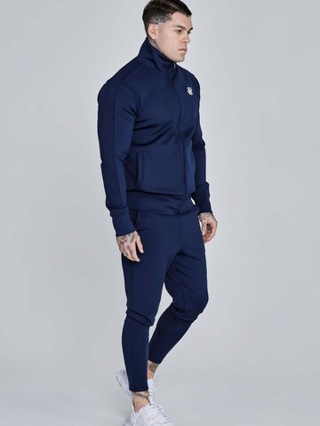 SikSilk Zip-Up Hoodie 'Essentials Poly Track Top' in Blue