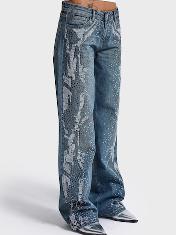 IT'S BASIC - Pierna ancha Vaquero 'STUDDED WIDE LEG MID RISE JEANS' en azul
