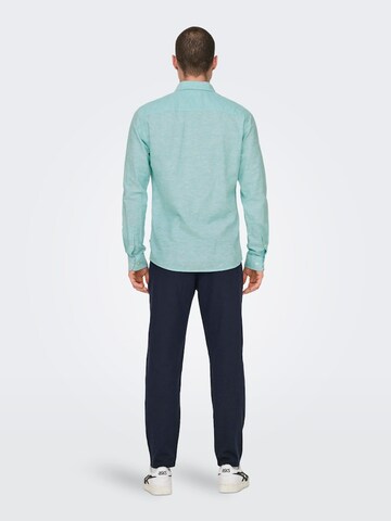Only & Sons Slim fit Button Up Shirt 'CAIDEN' in Blue