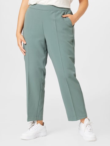 KAFFE CURVE Regular Pleated Pants 'Sakira' in Green: front