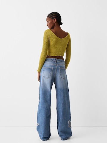 Bershka Wide Leg Jeans in Blau