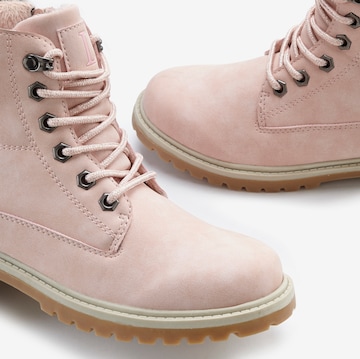 LASCANA Lace-Up Ankle Boots in Pink