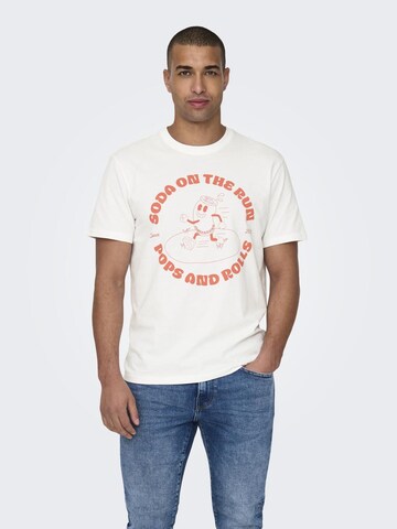 Only & Sons T-shirt 'KIM' i vit: framsida