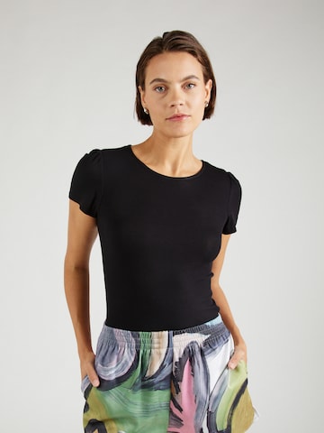 T-shirt QS en noir : devant