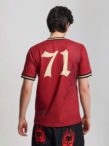Ed Hardy Shirt 'Soaring Dragon Football' in Rood