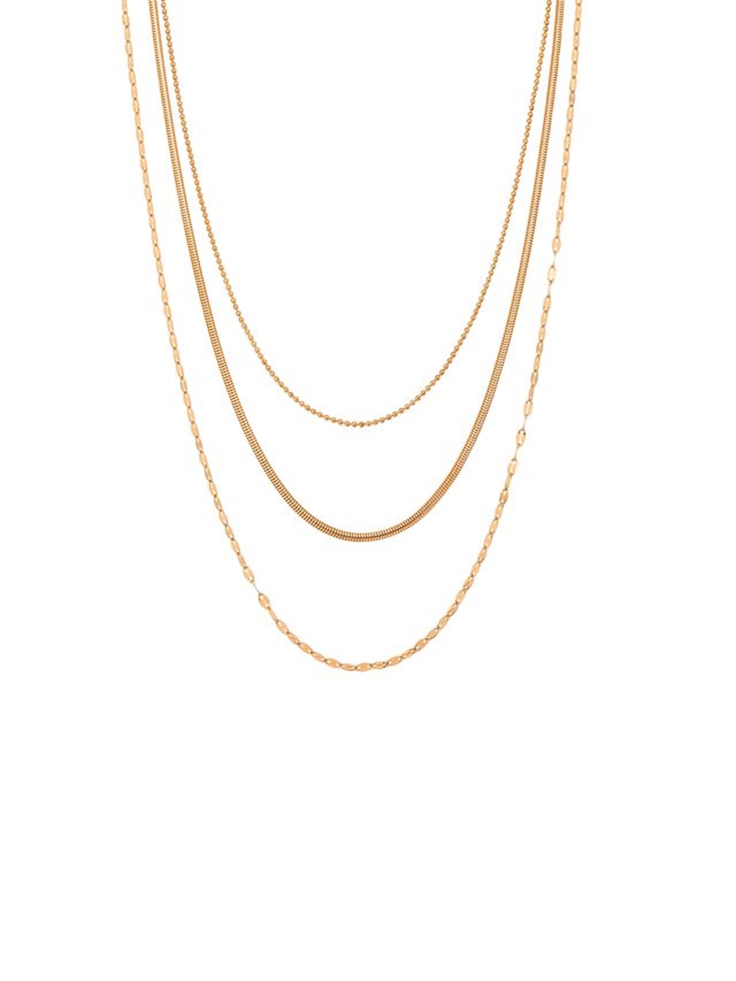 Collana 'Fine Triple Layer' di Hey Happiness in oro: frontale