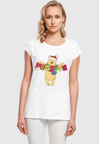 ABSOLUTE CULT Shirt 'Winnie The Pooh - Festive' in White: front