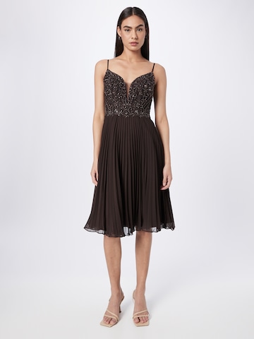 Unique Cocktail Dress in Brown: front