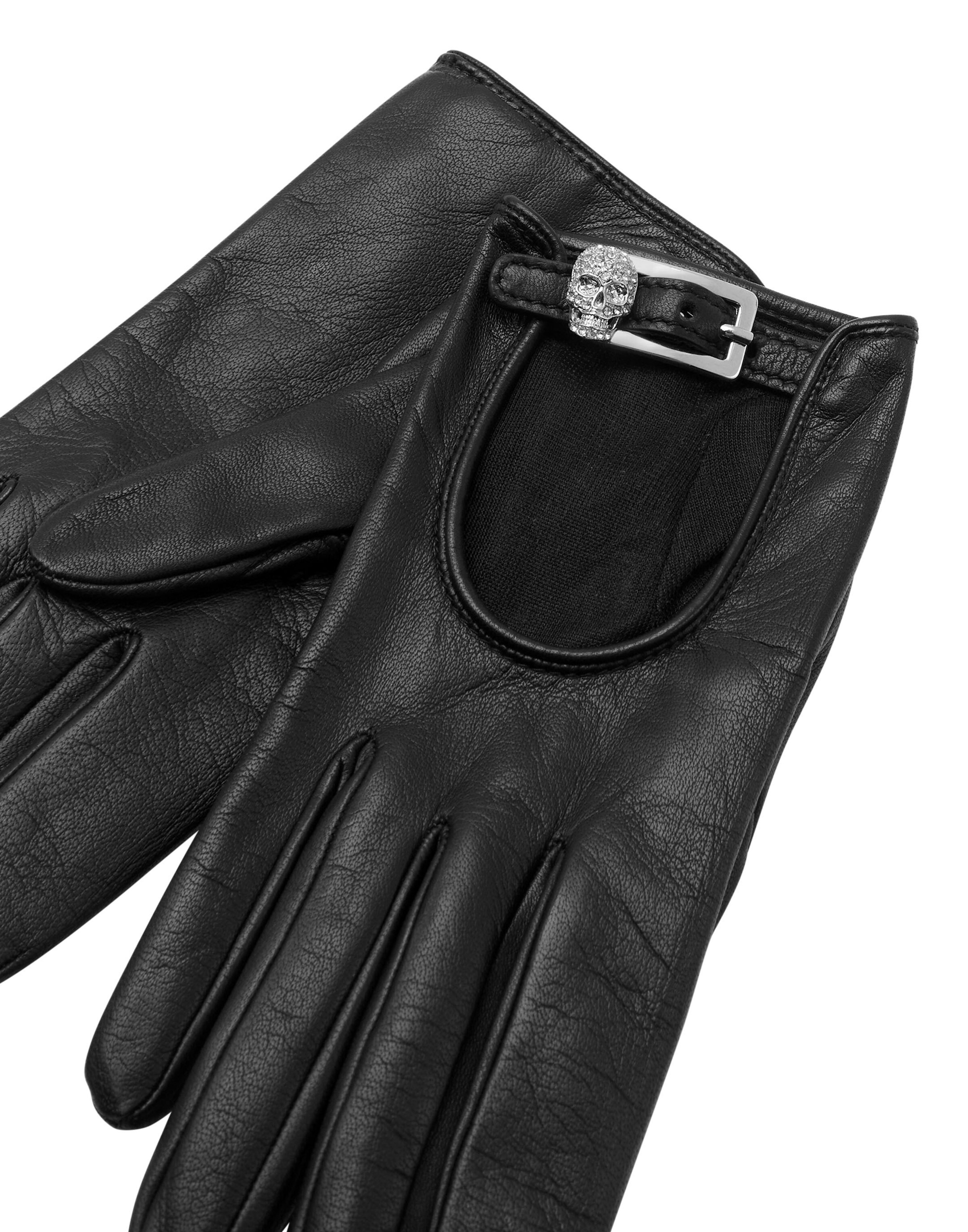 Philipp Plein - Guantes con dedos ' Skull ' en negro