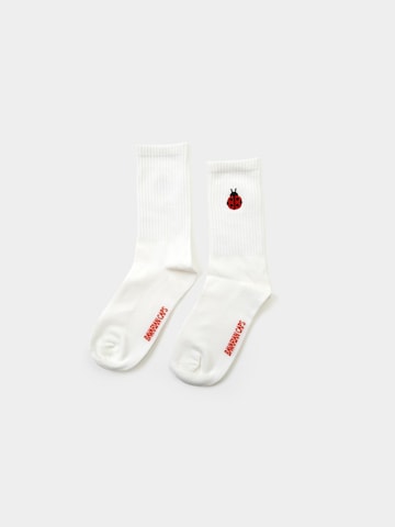 Bavarian Caps Sportsocken 'Marienkäfer' in Weiß: Vorderseite