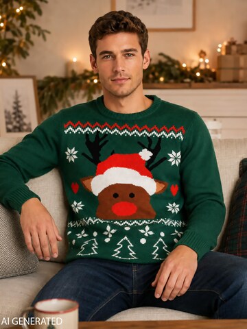 United Labels Sweater 'Weihnachtspullover Rentier' in Green