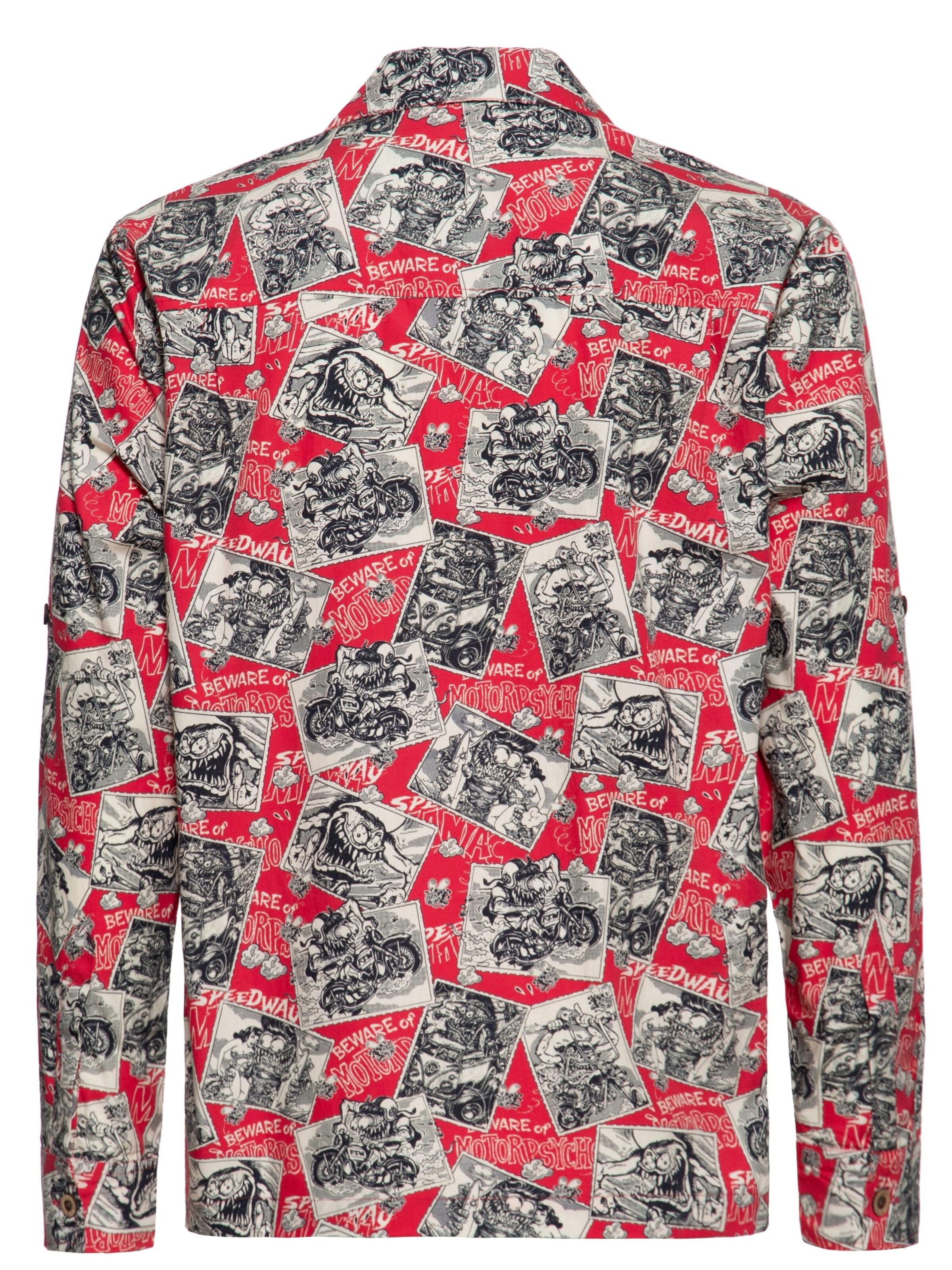 King Kerosin Regular Fit Hemd 'Motorpsycho'‌‌‌‌‌‌‌‌‌ in Rot