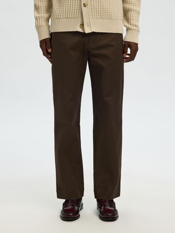 SELECTED Regular Chino Pants in Brown: front