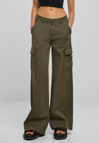 Urban Classics Wide leg Cargo trousers in Green