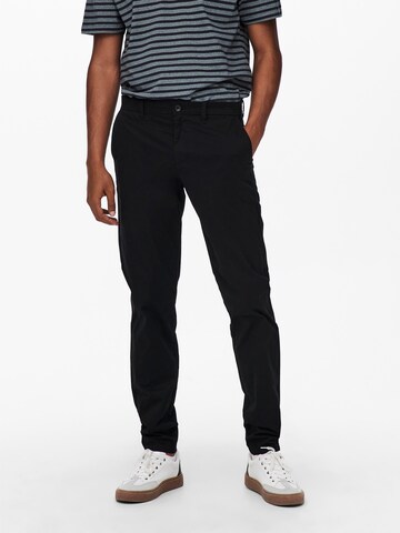 Only & Sons Regular Chino Pants 'Cam' in Black: front