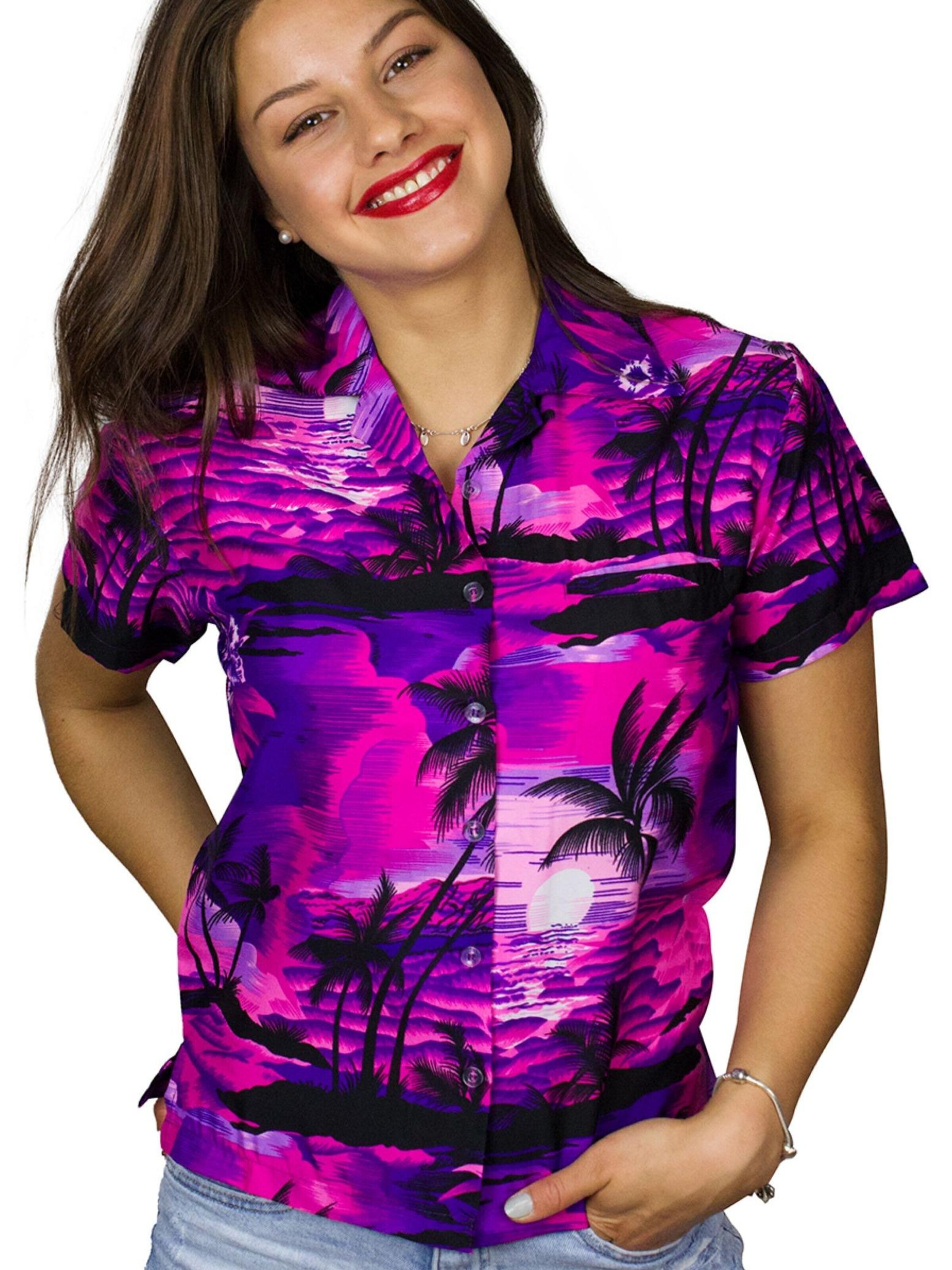 Camicia da donna 'Surf' di King Kameha in rosa: frontale