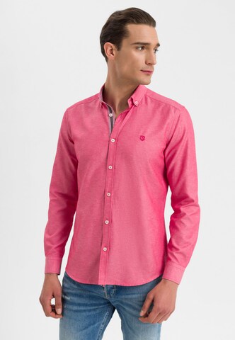 Jimmy Sanders Slim fit Overhemd in Roze: voorkant