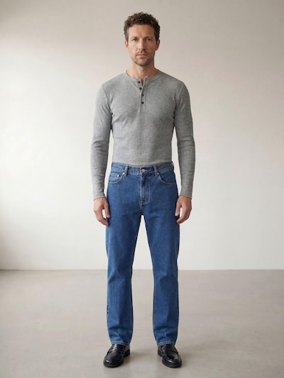ARMIE Shirt 'The Peter Muscle-Fit Henley Ribbed Shirt' in S in Light grey, Item view