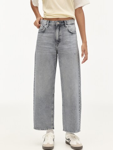 Wide Leg Jean Pull&Bear en gris : devant