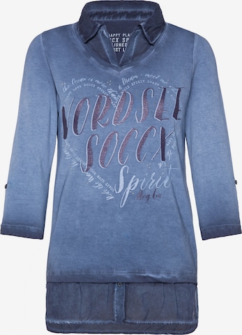 Soccx Shirt im Layer Look mit Glitter Print in Blau: predná strana