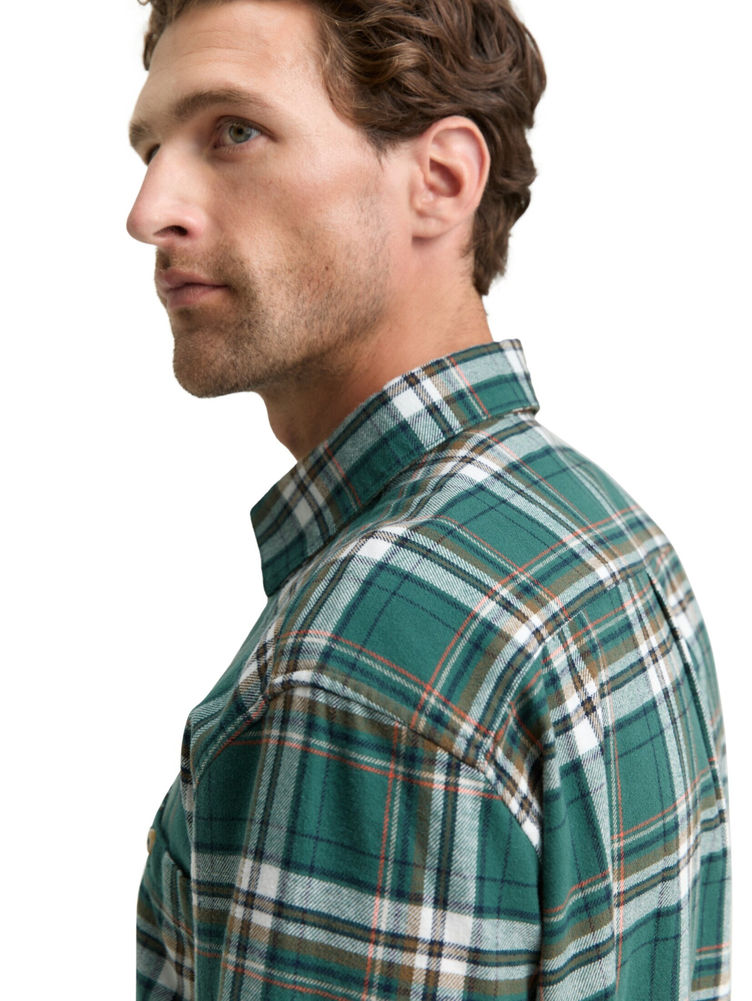 TOM TAILOR Comfort fit Button Up Shirt in Green