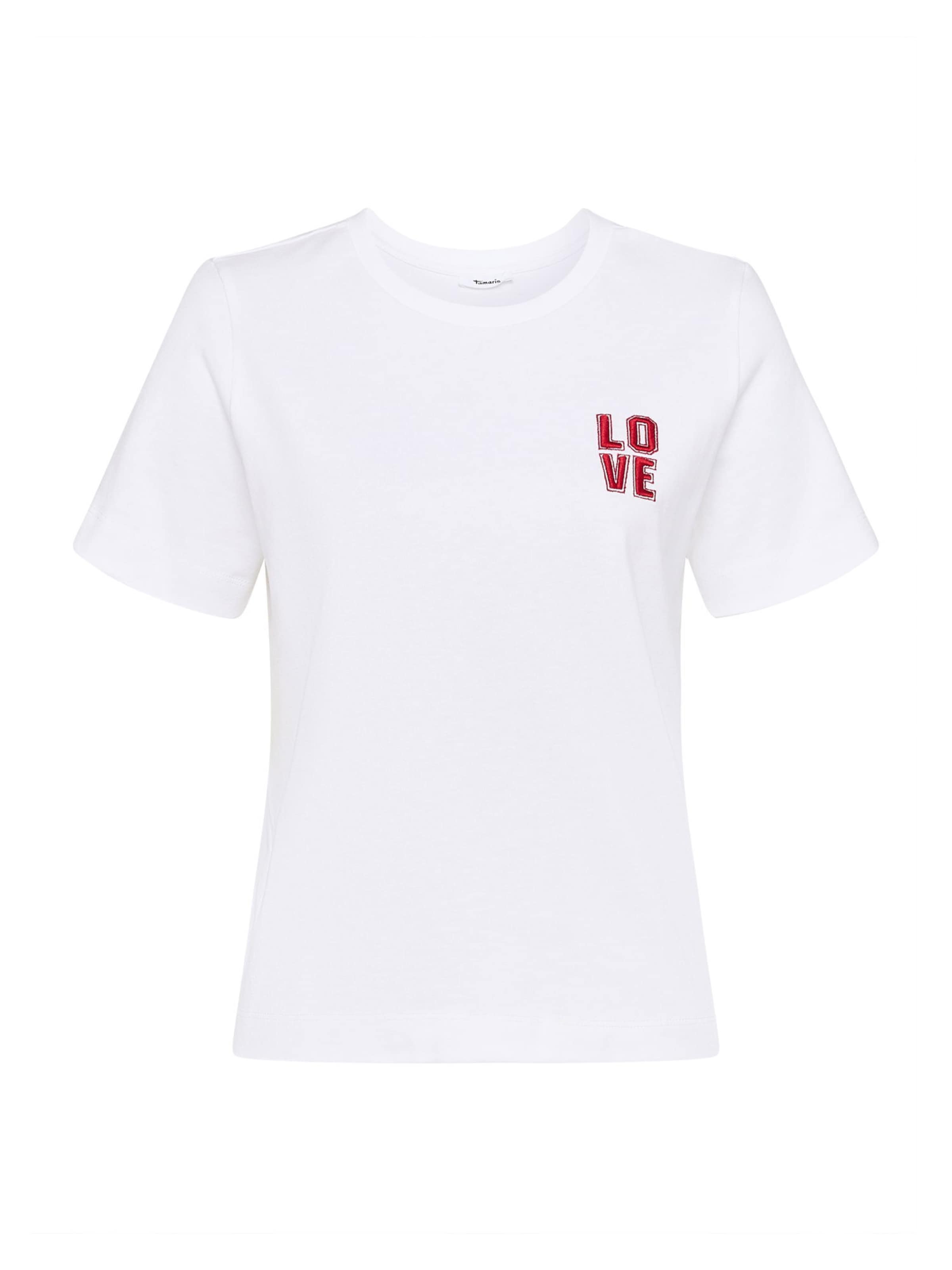 Tamaris T-shirt en rouge / blanc, Vue avec produit