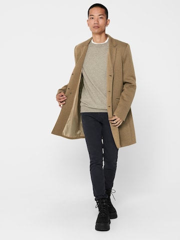 Only & Sons Regular fit Between-Seasons Coat 'Julian' in Brown