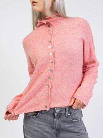 BROKE + SCHÖN Knit Cardigan 'Strickjacke mit Stehkragen' in Pink