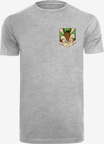 F4NT4STIC Shirt 'Looney Tunes Wile E Coyote Face' in Grijs: voorkant