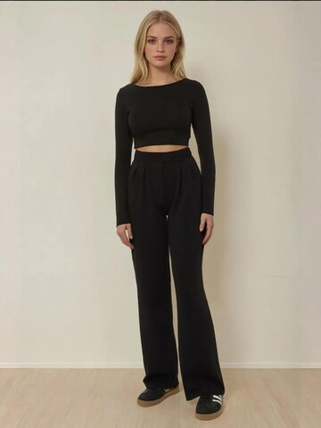 Hiccup Wide leg Bandplooibroek in Zwart