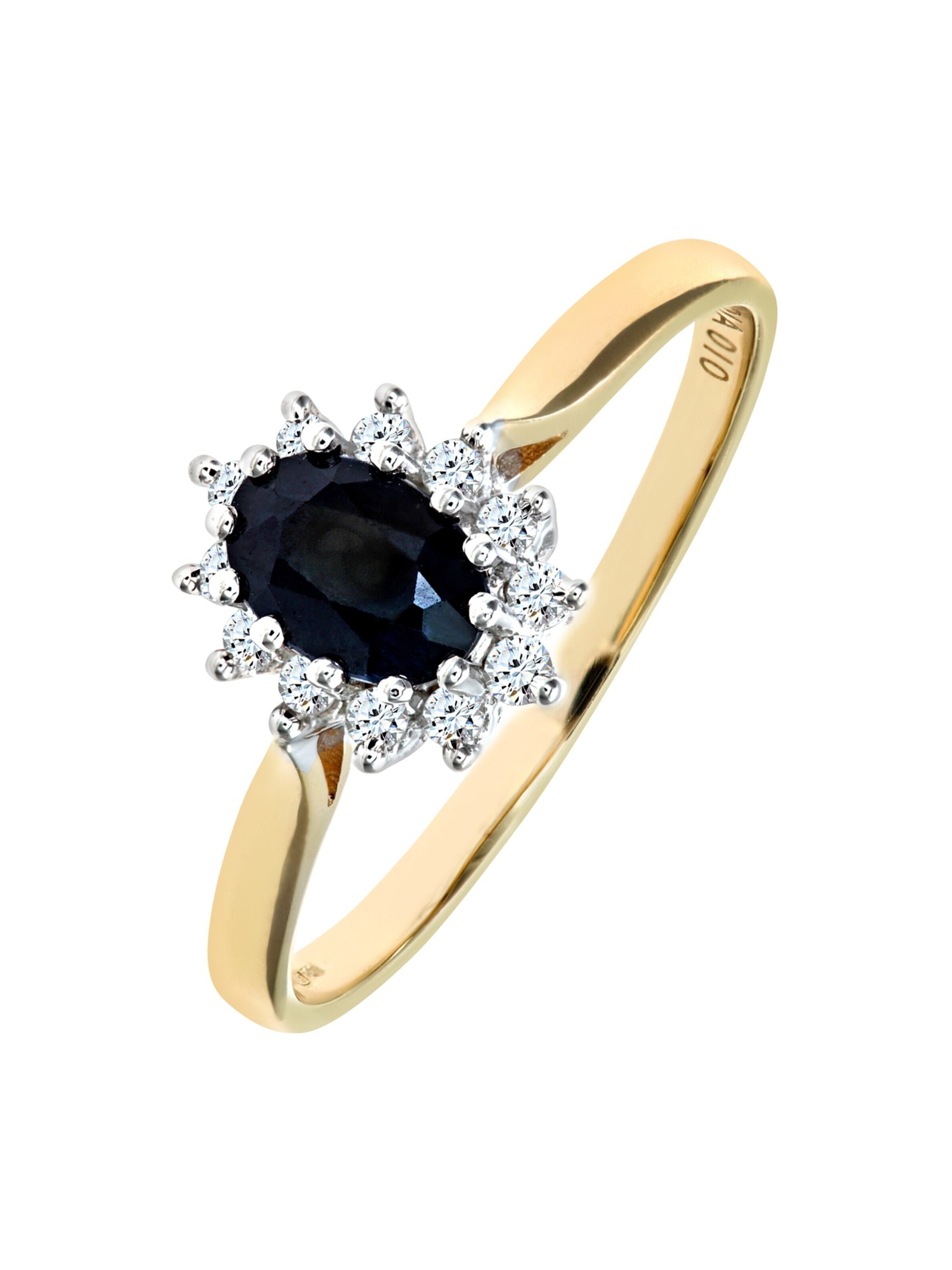 Bague 'Cluster-Ring aus 375 Gelbgold mit Diamant mit Saphir' DIAMANT LETERNEL en or