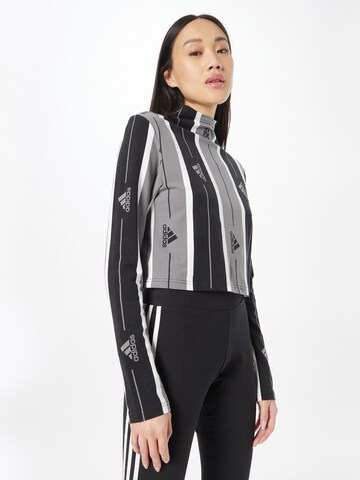 ADIDAS SPORTSWEAR Функционална тениска 'Essentials Pin Stripe Allover Print' в сиво: отпред