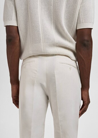 MANGO MAN Slim fit Pleat-Front Pants 'Ethereal' in Beige