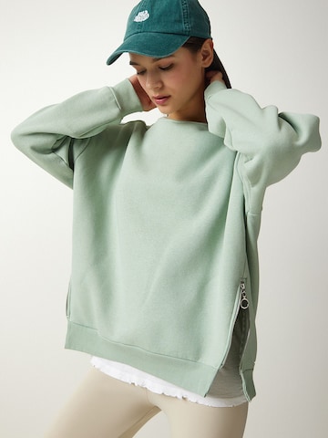 Happiness İstanbul Sweatshirt in Groen: voorkant