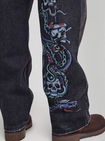 Ed Hardy Loosefit Τζιν 'Serpent Skull' σε μαύρο