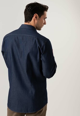 Black Label Shirt Regular fit Zakelijk overhemd 'DENIM' in Blauw