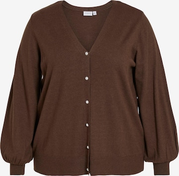 Vila Curve Knit Cardigan in Brown: front