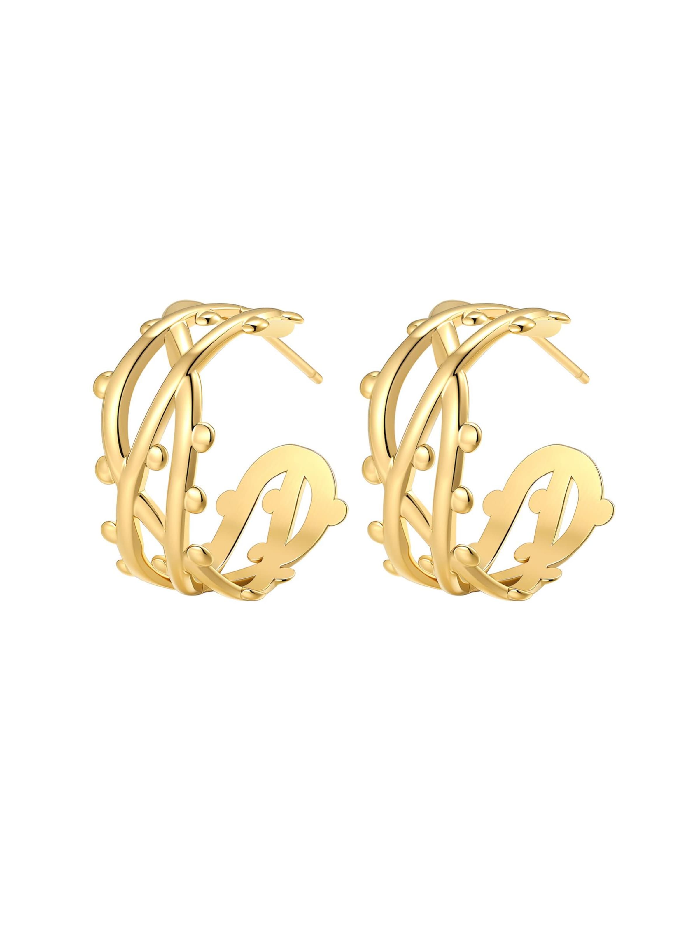 Hey Happiness Boucles d'oreilles 'Bubble Twist Hoop' en One Size en or, Vue avec produit