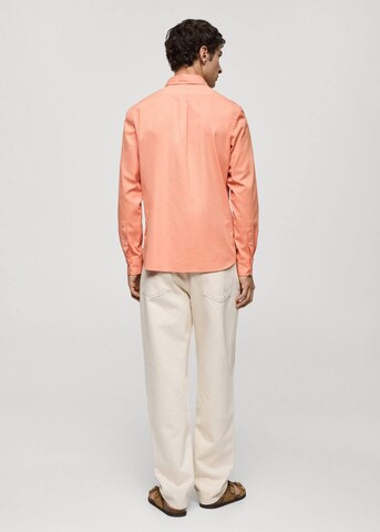 MANGO MAN Regular fit Button Up Shirt 'Pego' in Orange