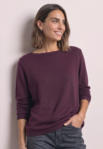 STREET ONE Basic Pullover mit U-Boot-Ausschnitt in Rot: Vorderseite
