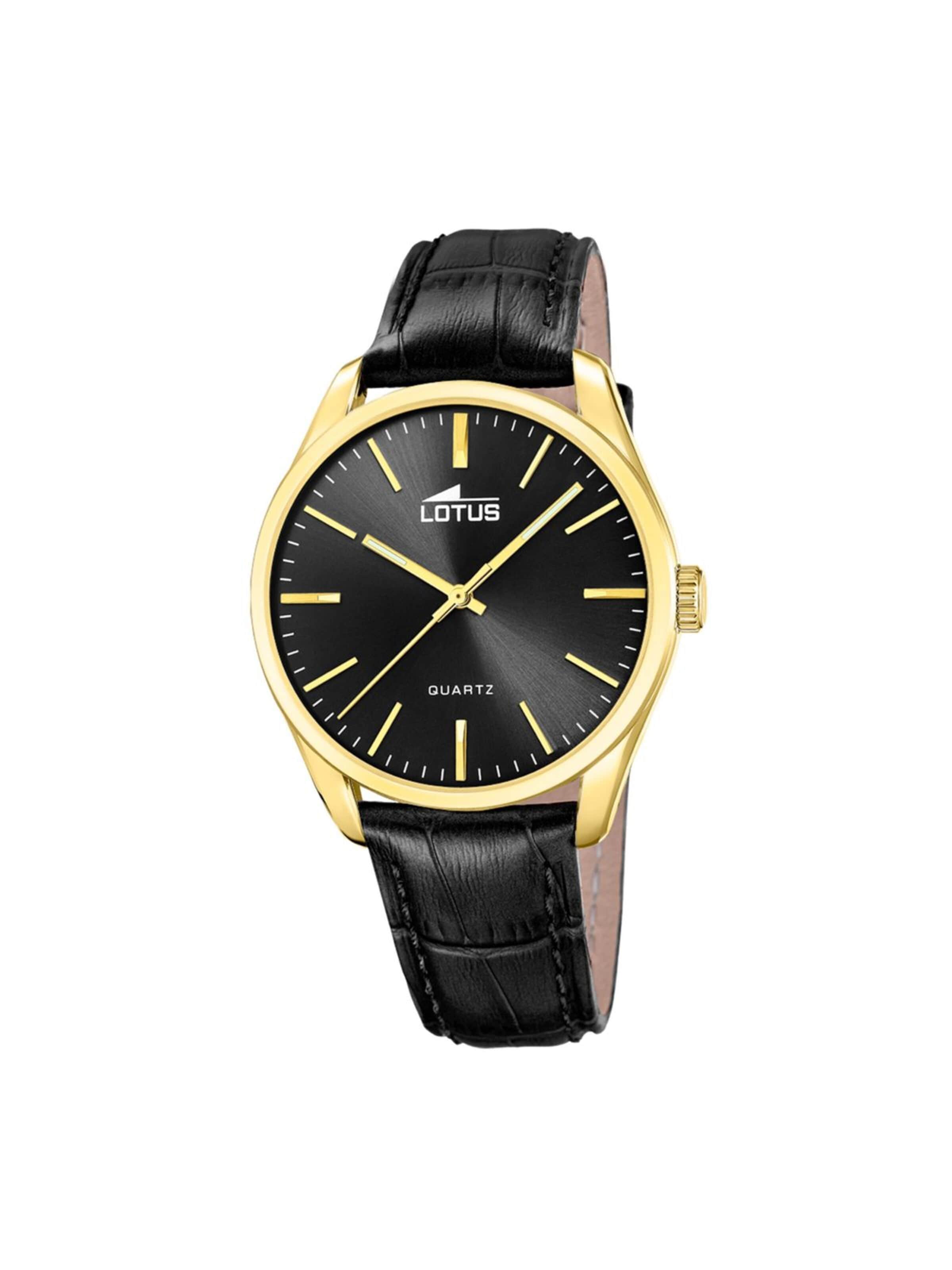Montre à affichage analogique Lotus en noir : devant