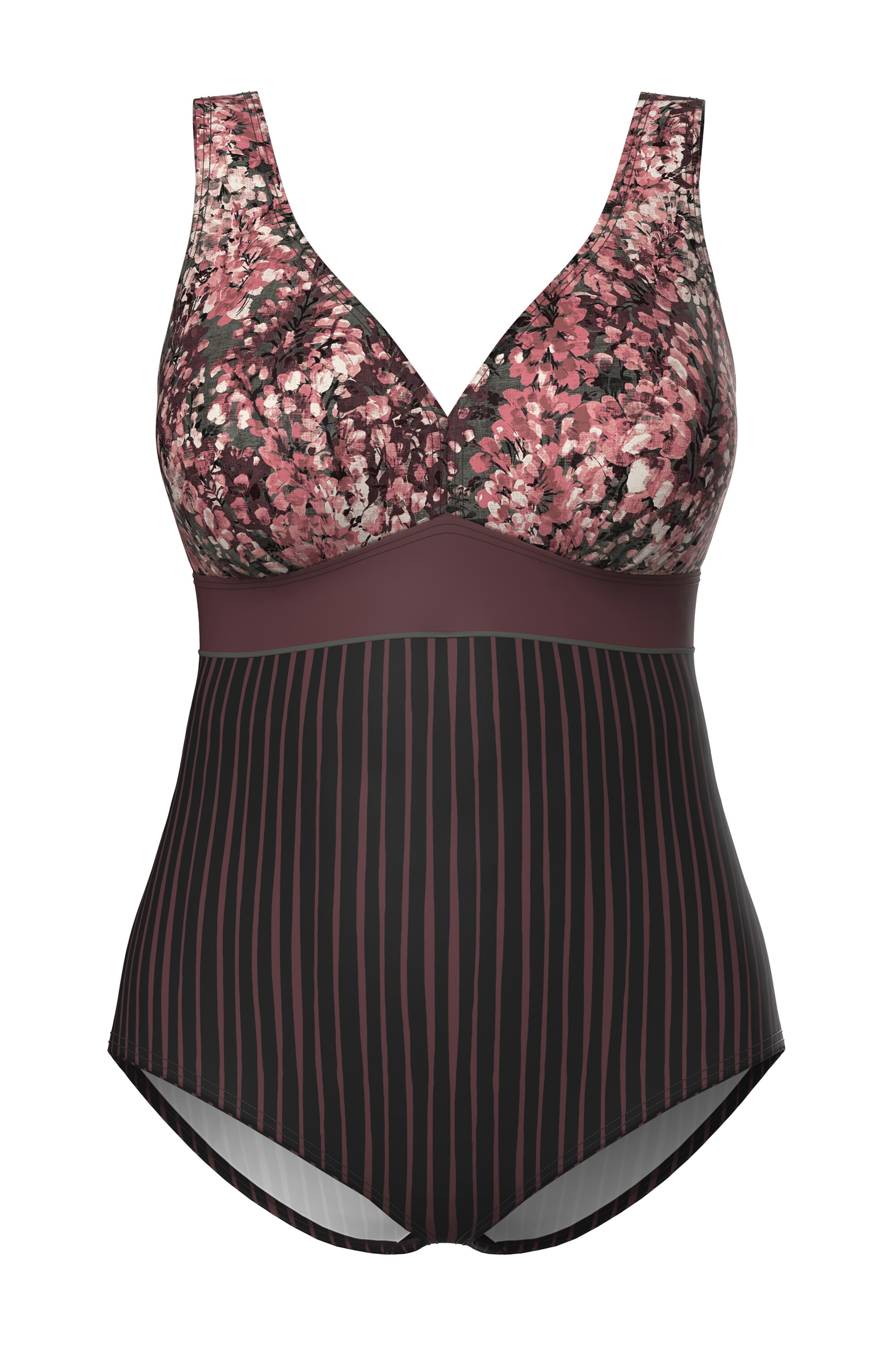 Ulla Popken Bustier Badeanzug in Lila: Vorderseite