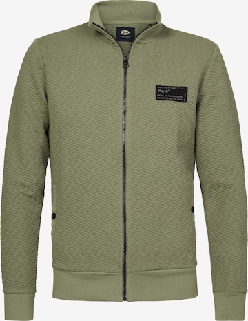 Petrol Industries Zip-Up Hoodie in Green: front