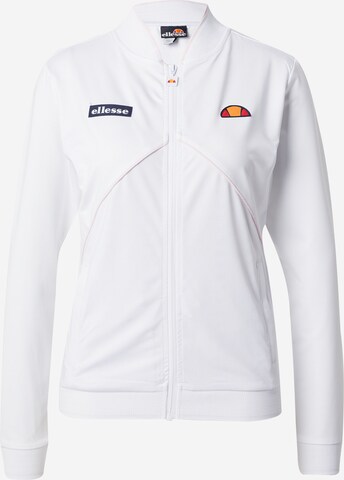 ELLESSE Athletic Zip-Up Hoodie in White: front