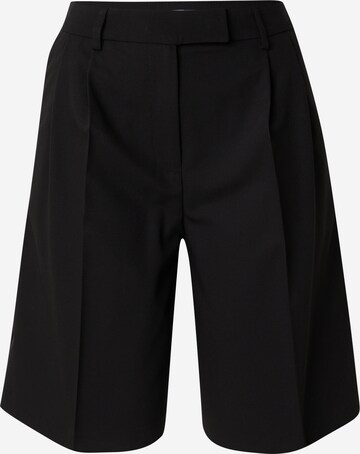TOPSHOP Regular Pleat-front trousers in Black: front