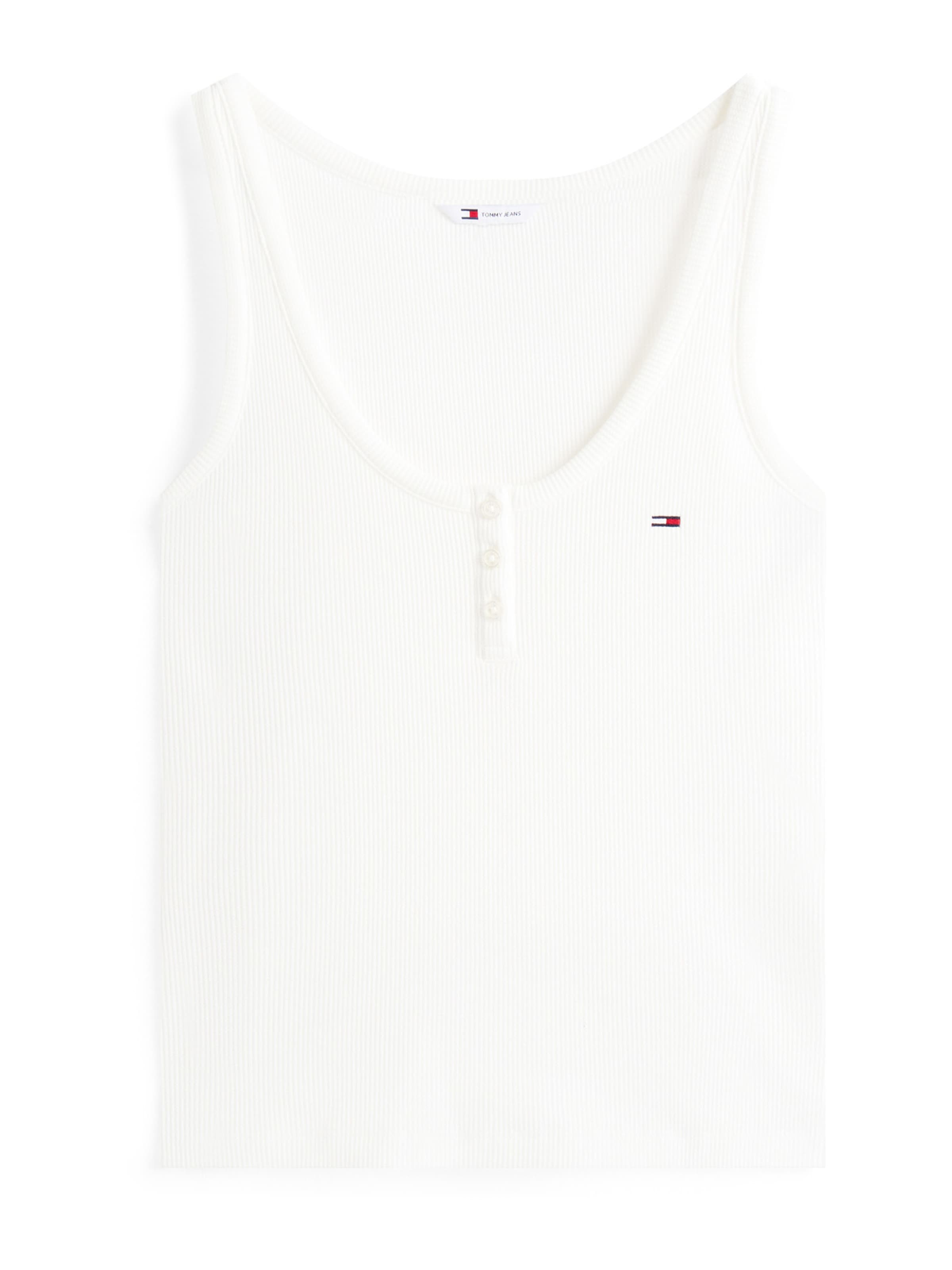 Top de la Tommy Jeans pe alb: față